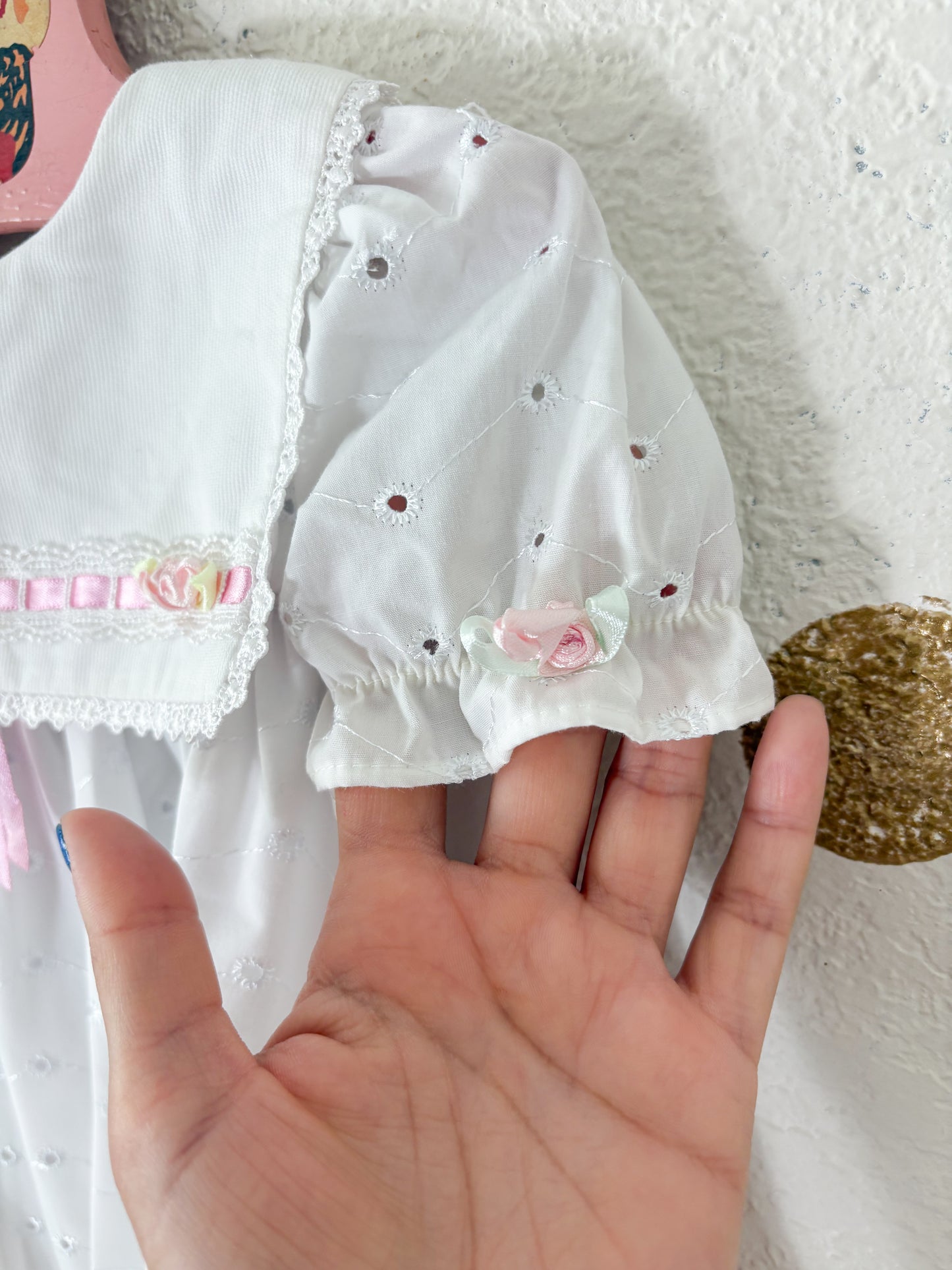 Vintage B.T Kids eyelet baby dress + bonnet set.