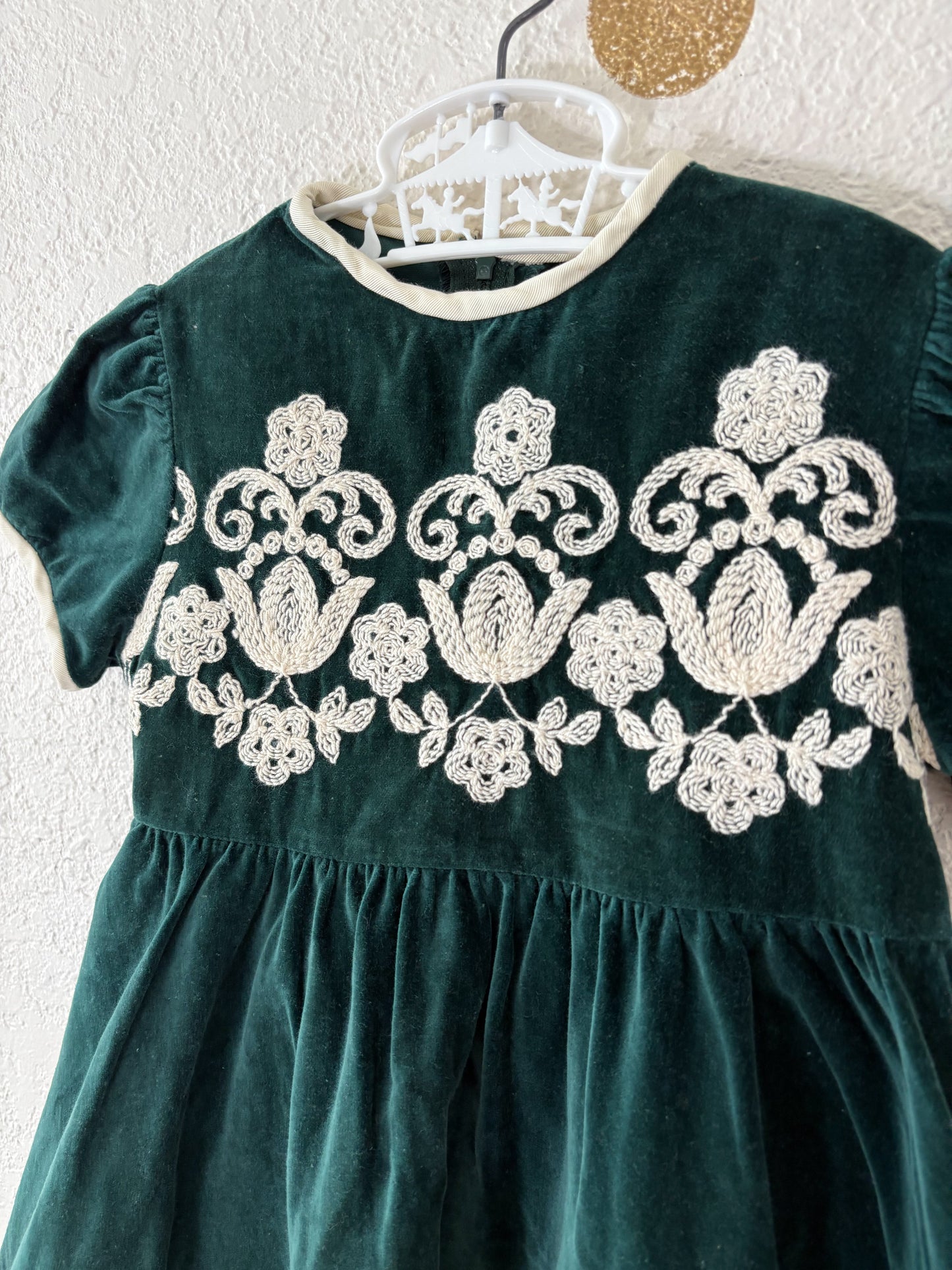 Vintage CC emboridered velour toddler dress.