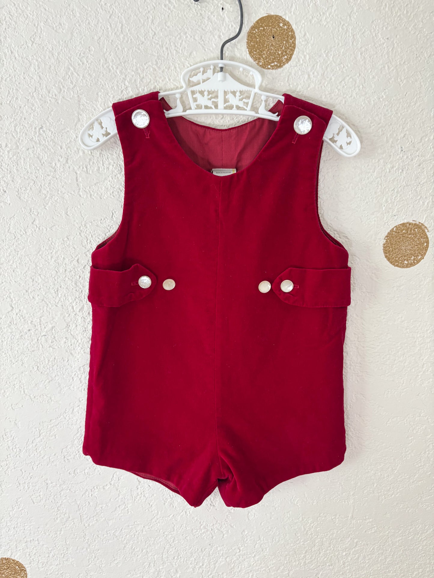 Unbranded vintage velvet toddler romper.