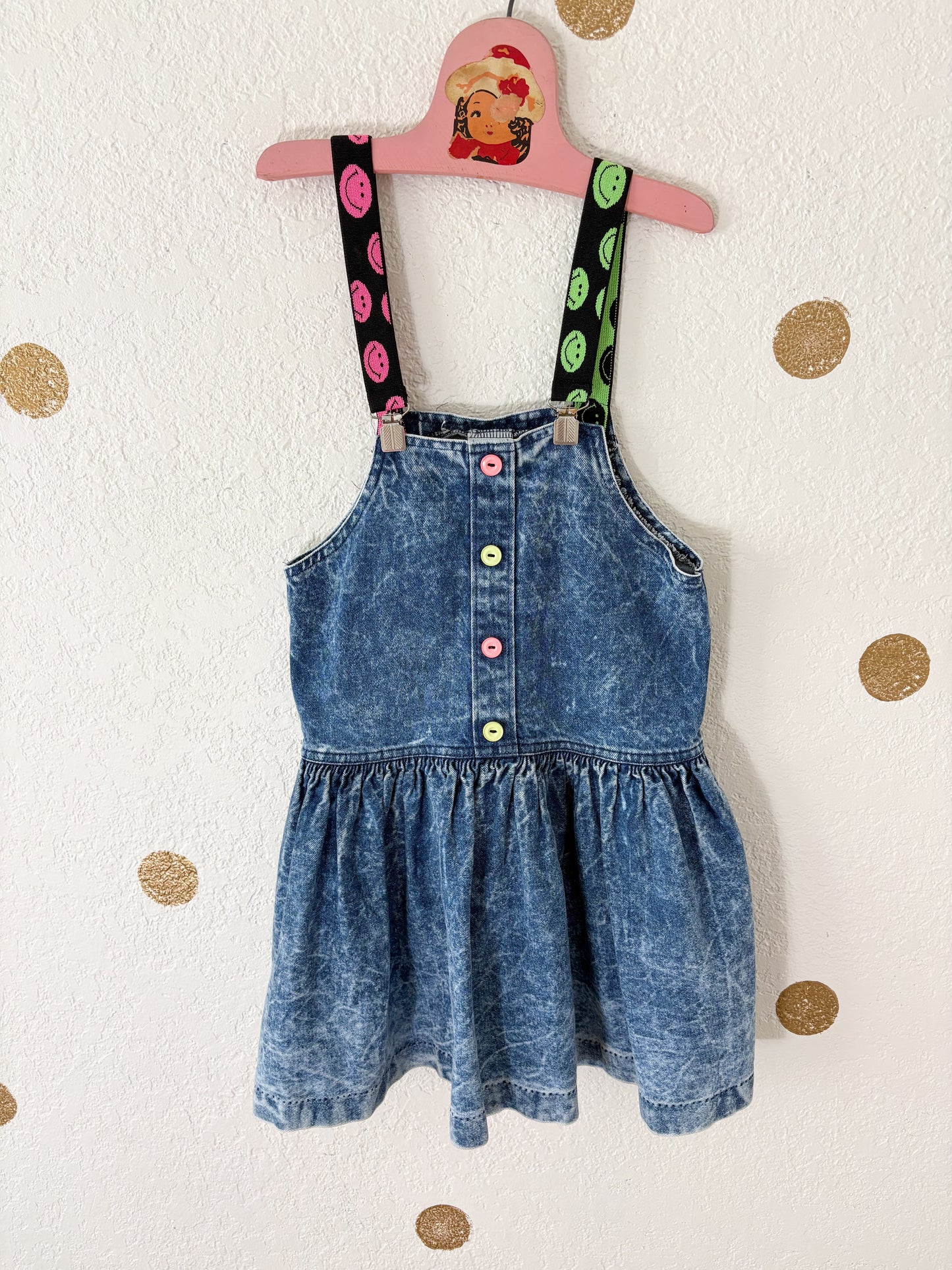 Vintage Hart Street acid wash suspender jumper.