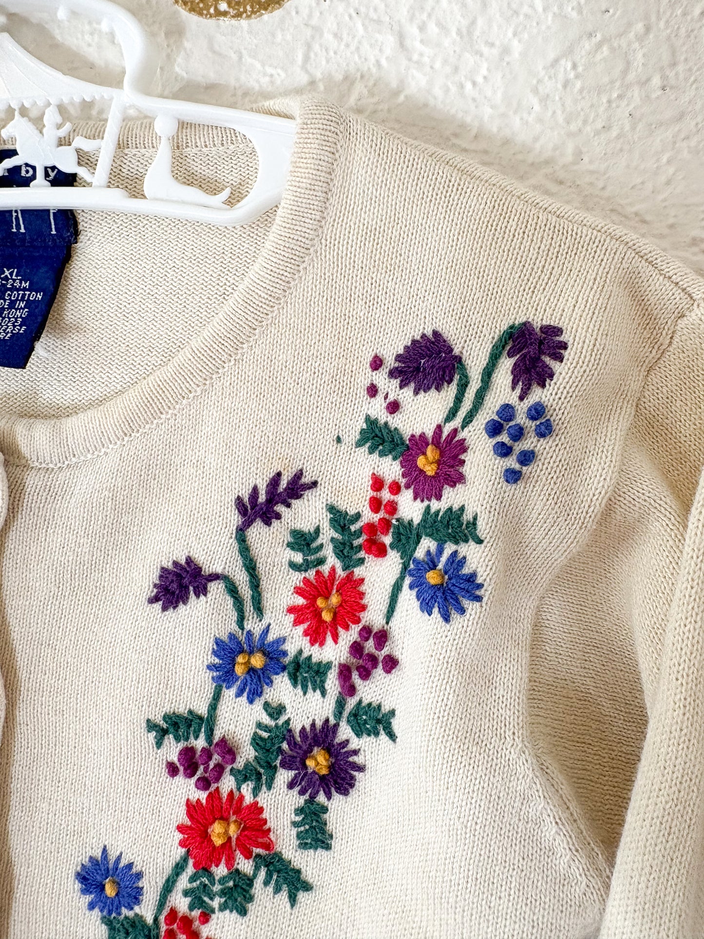 Vintage GAP embroidered toddler cardi.