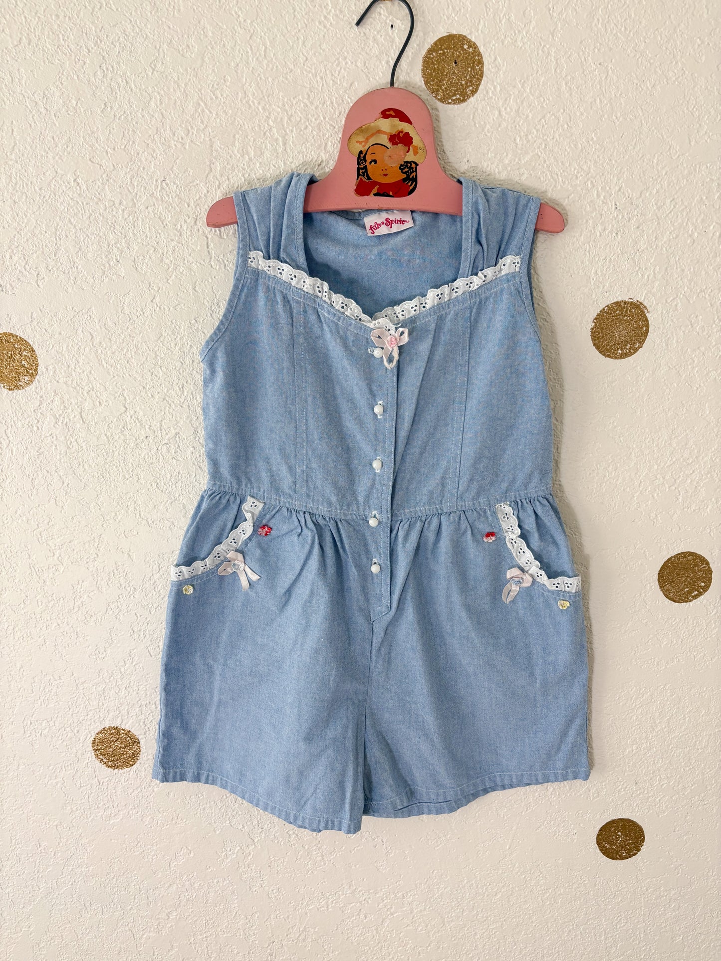 Vintage Fun Spirit chambray romper.