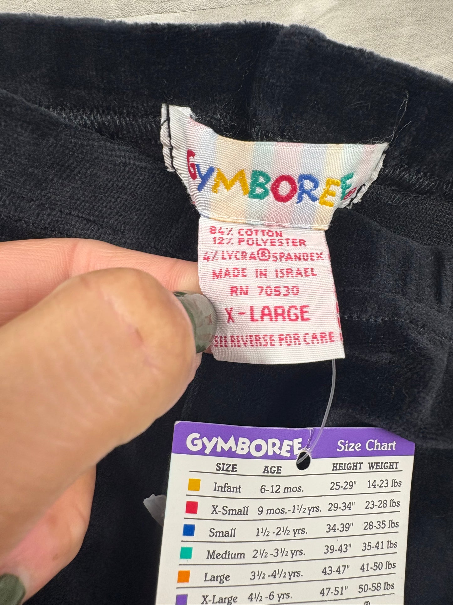 Deadstock Vintage Gymboree velour leggings.