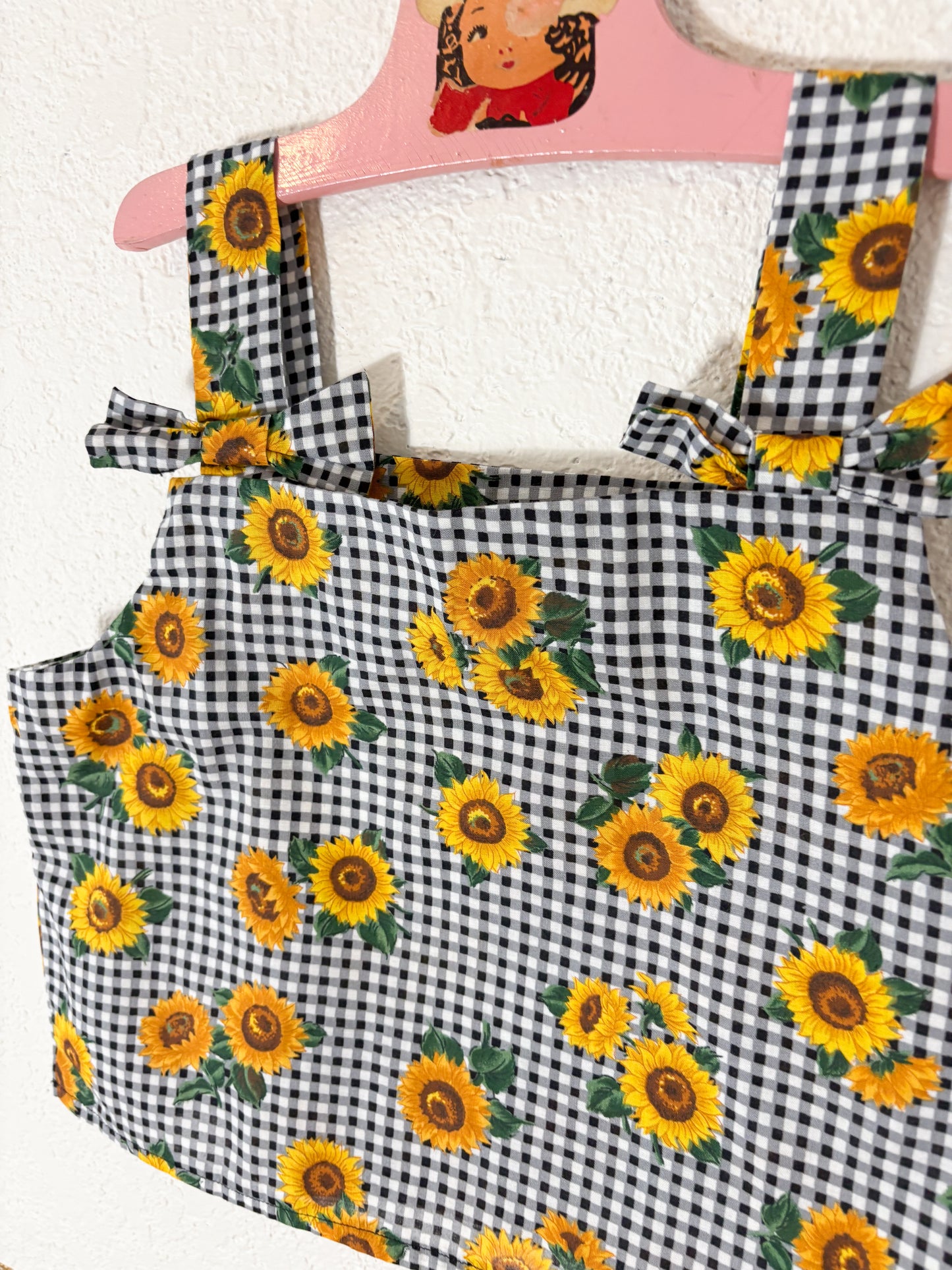 Homemade vintage AOP sunflower cropped top.