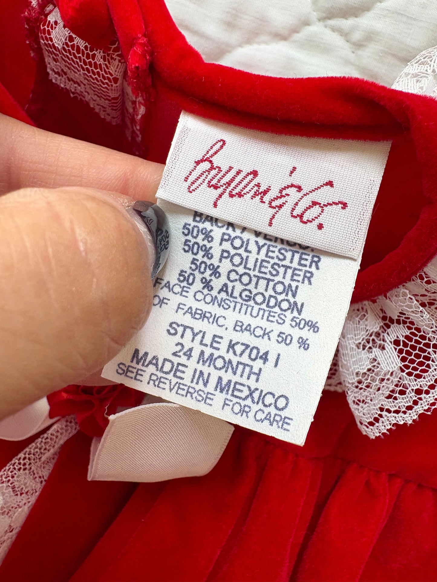 Vintage Bryan & Co toddler velvet dress.
