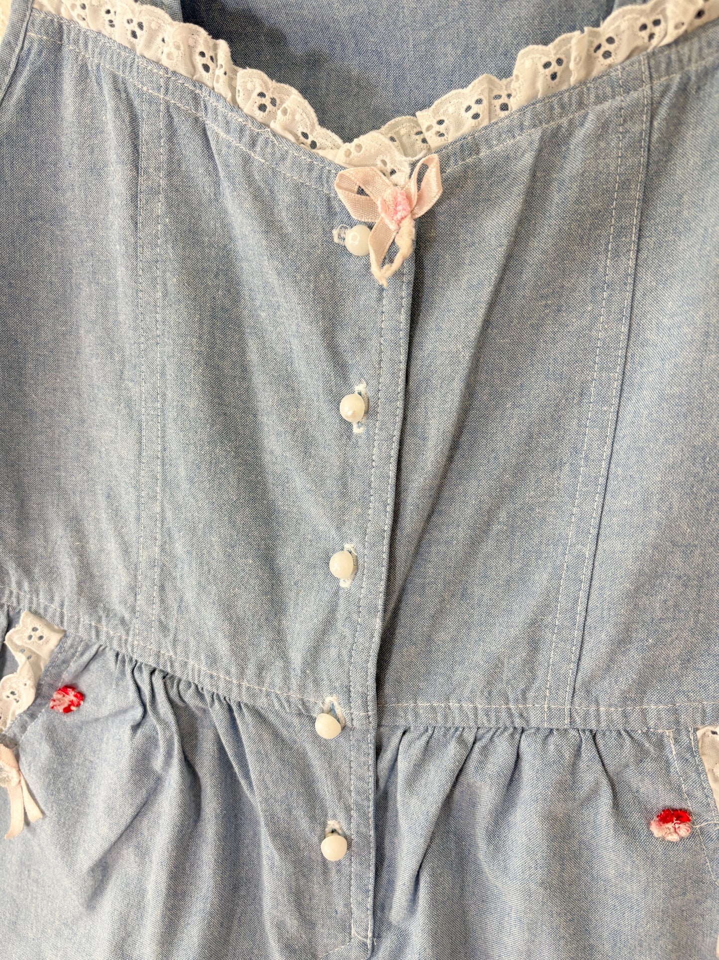 Vintage Fun Spirit chambray romper.