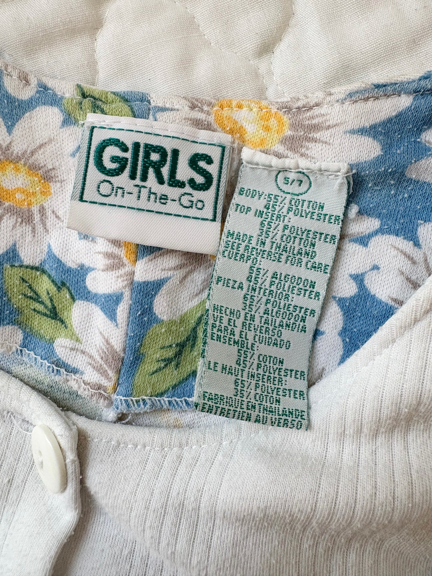 Vintage Girls on - the - go floral romper.
