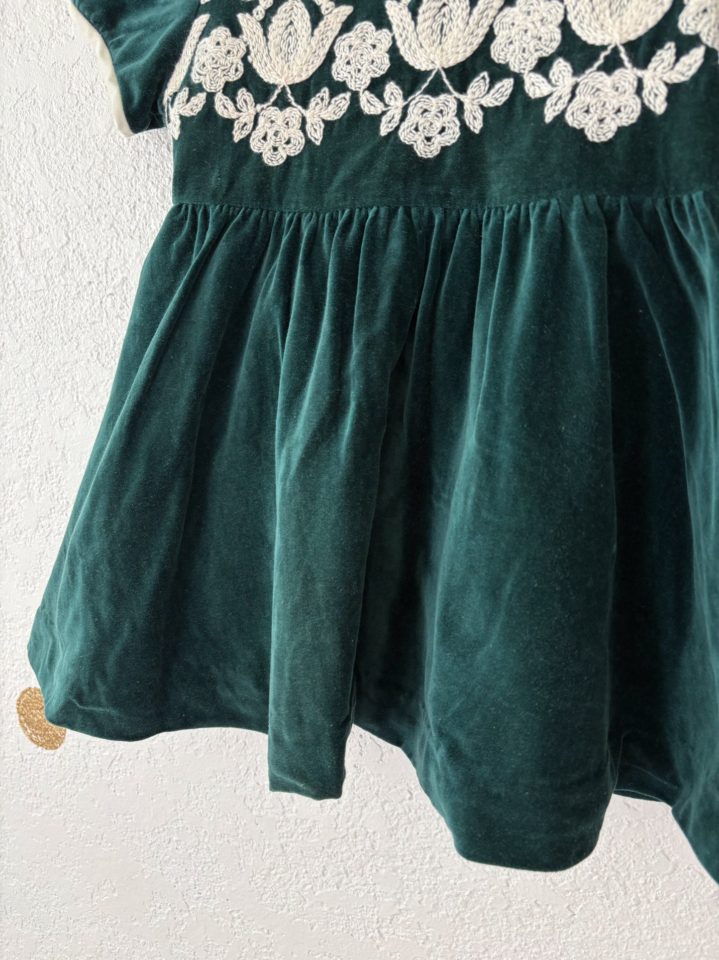 Vintage CC emboridered velour toddler dress.