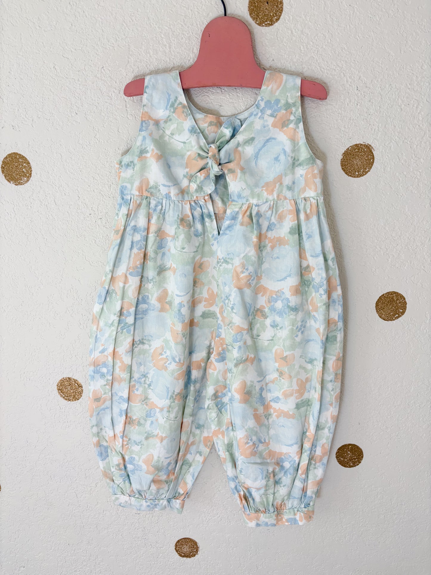 Homemade vintage toddler floral romper.