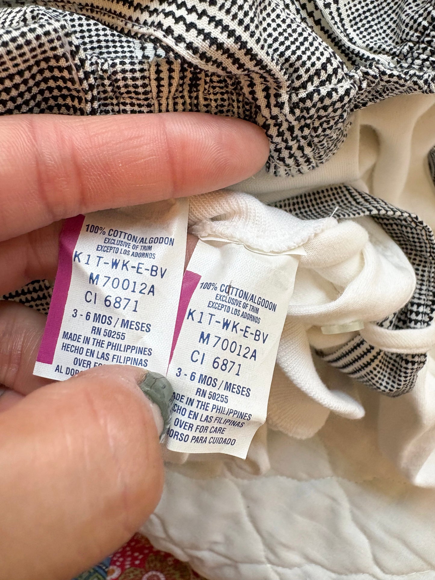 Unbranded vintage GN suspender pants + matching top baby set.