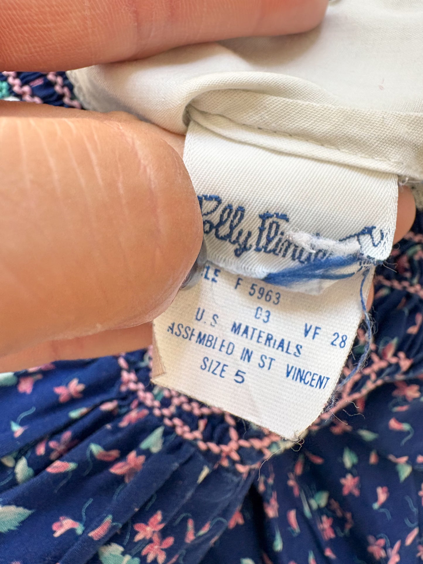 Vintage Polly Flinders smocked floral dress.