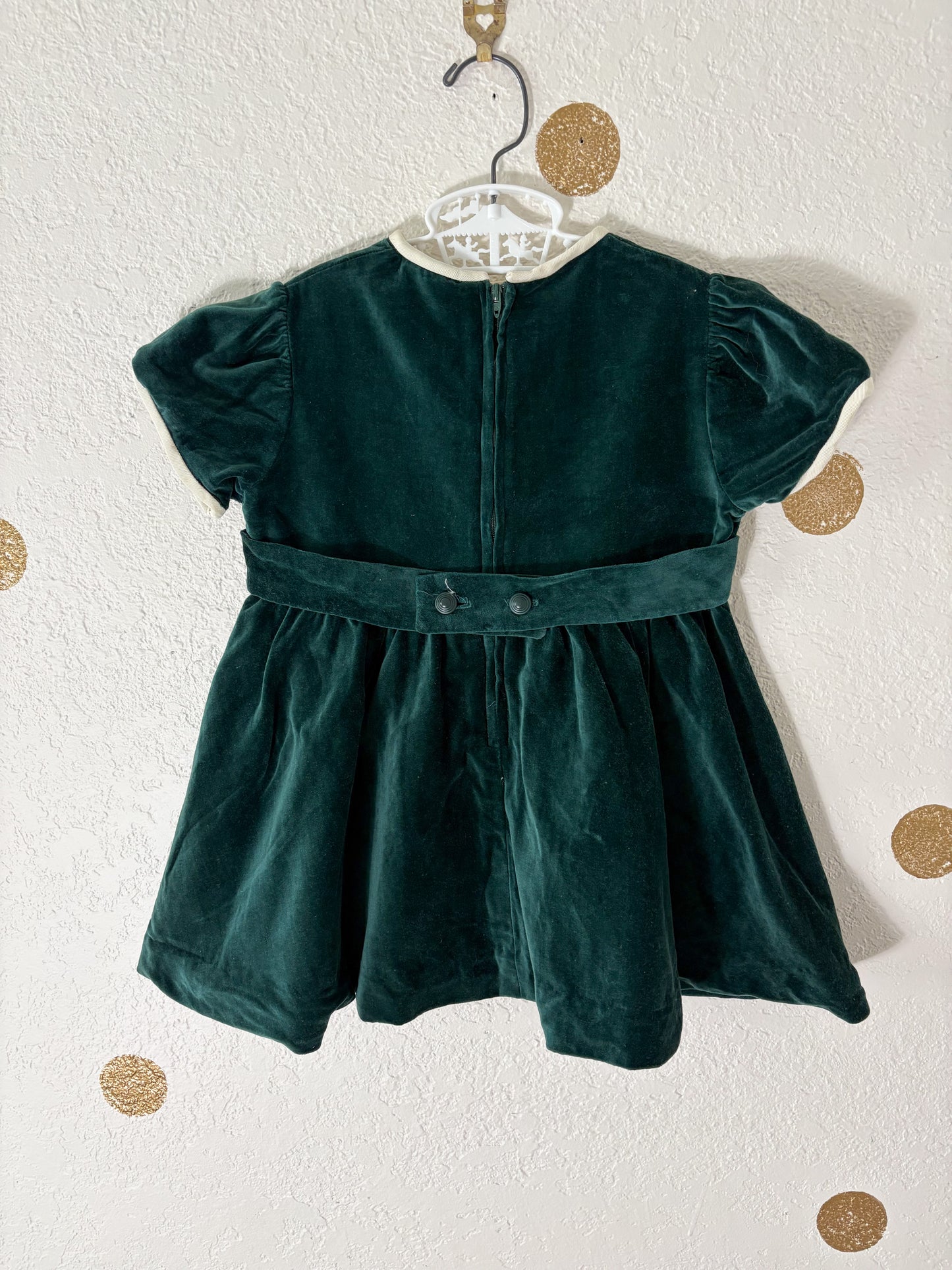 Vintage CC emboridered velour toddler dress.