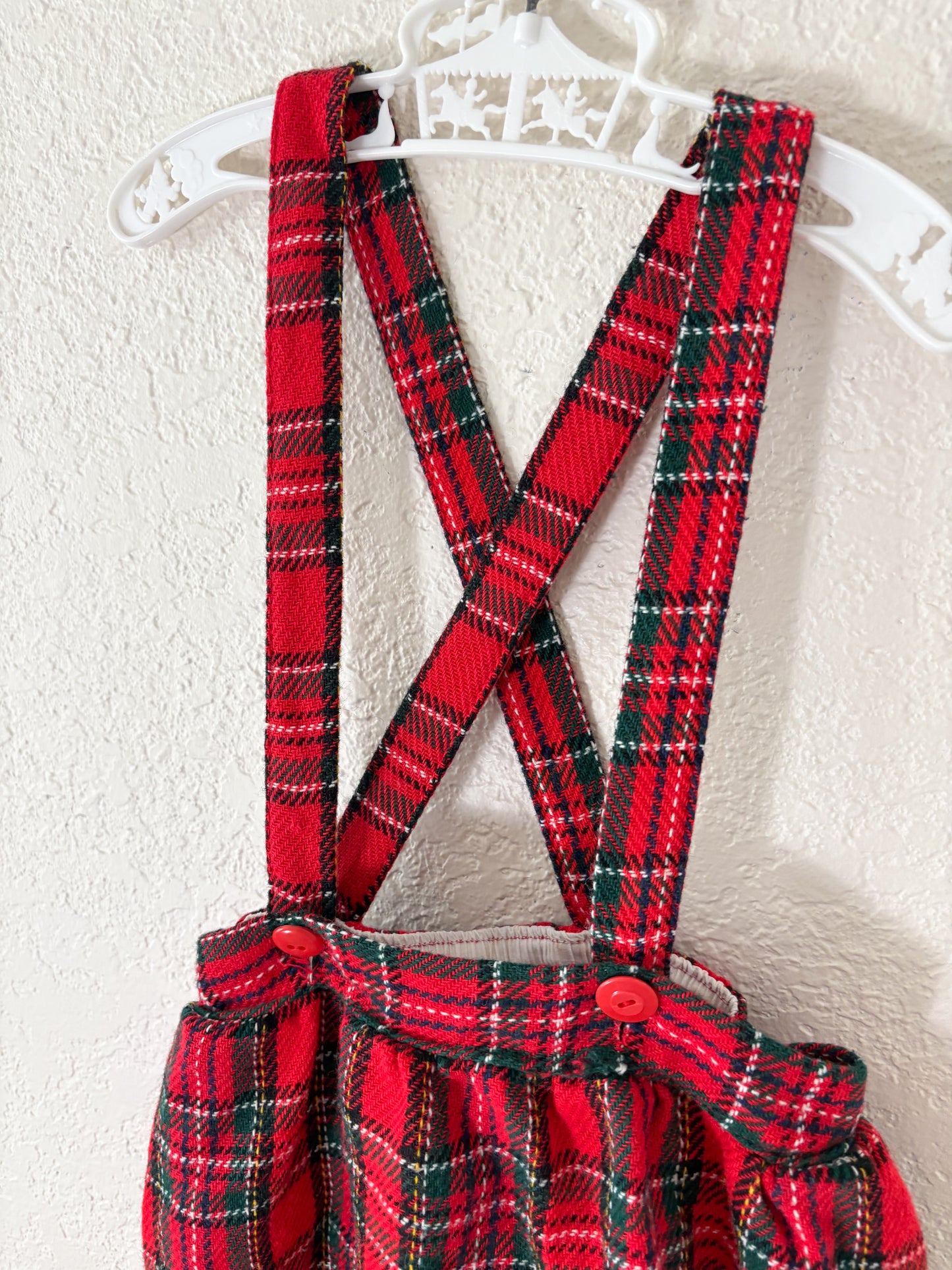 Vintage Sears tartan/plaid suspender skirt.
