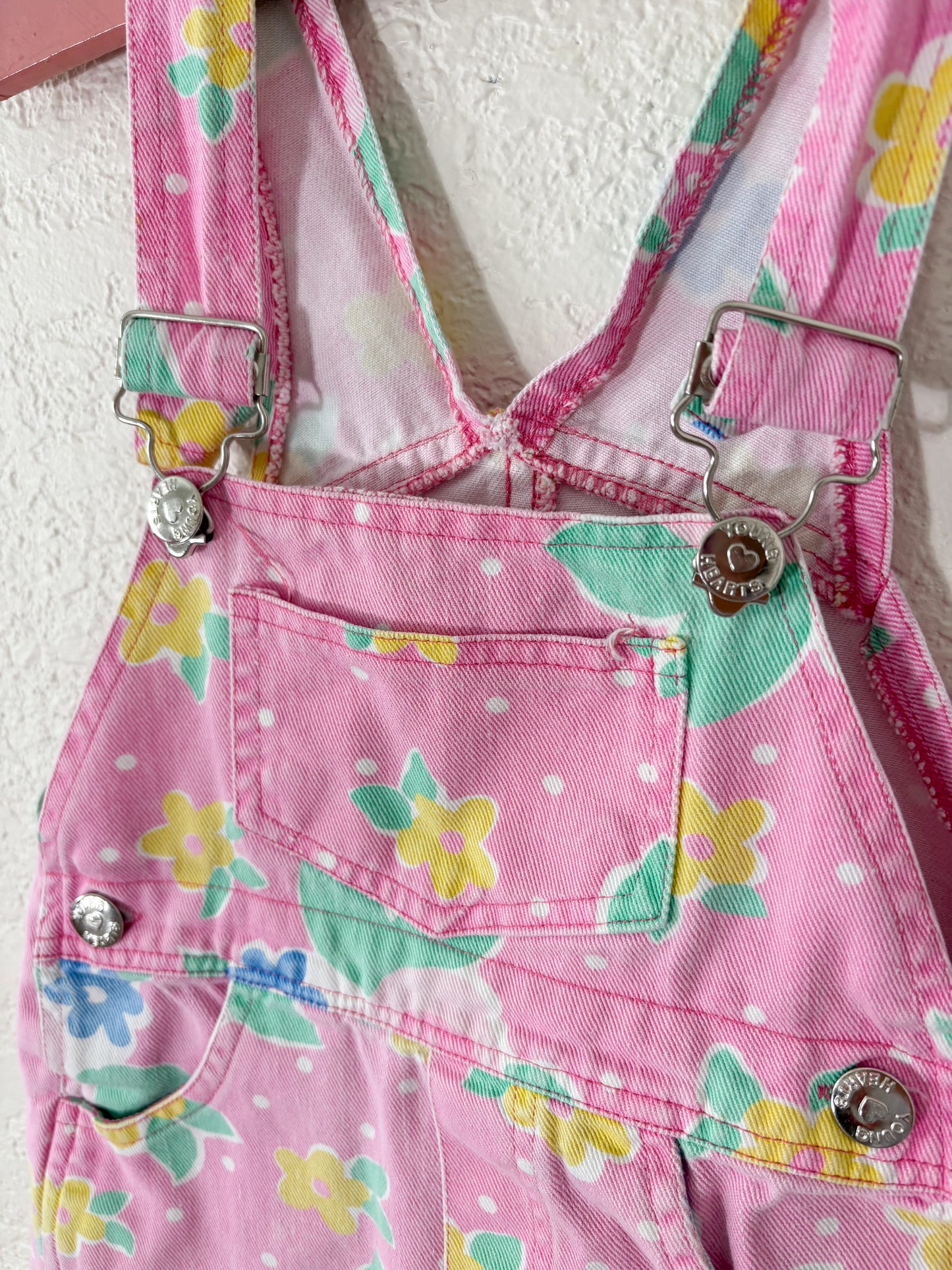 Vintage Young Hearts toddler floral shortalls
