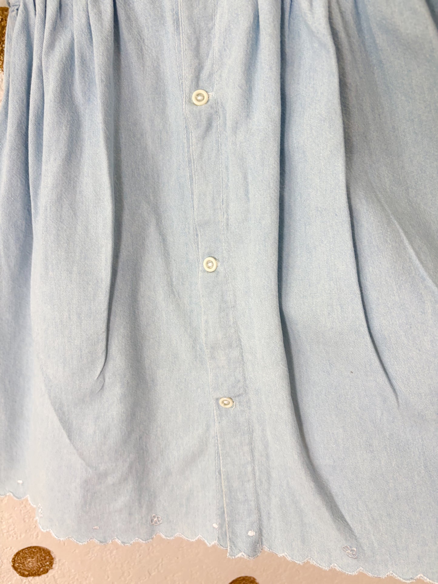 Vintage European Enanitos chambray pinafore style dress.