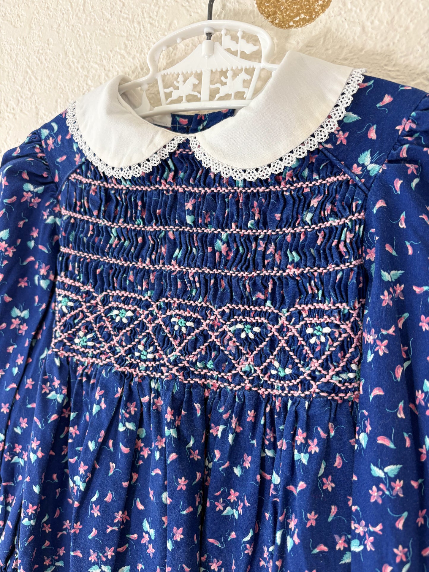Vintage Polly Flinders smocked floral dress.