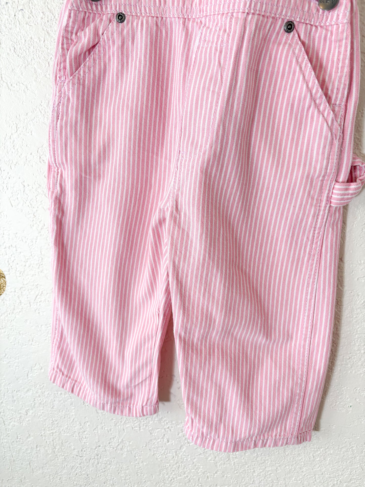 Modern Key striped toddler overalls.