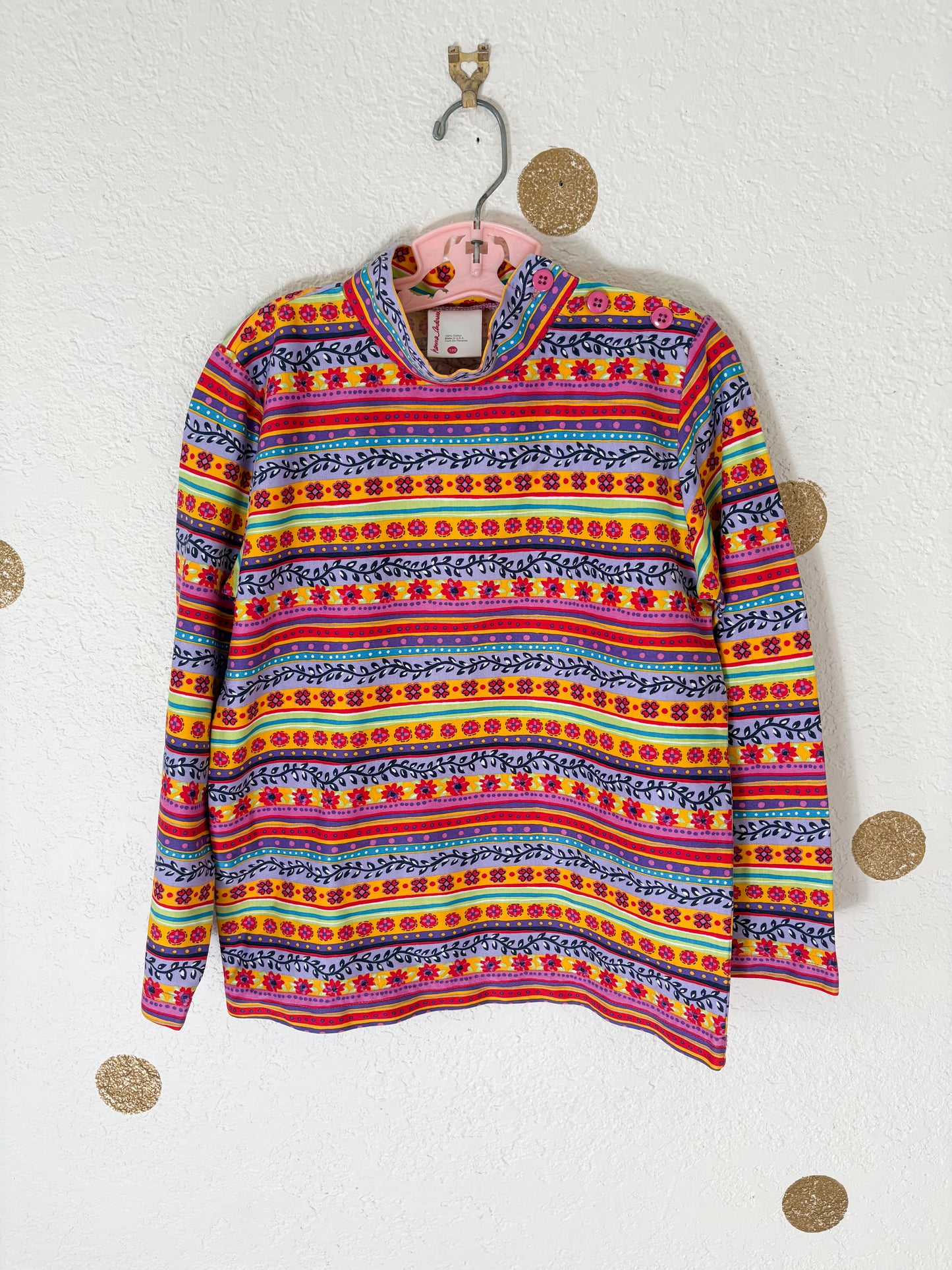 Vintage Hanna Andersson floral turtle neck top.