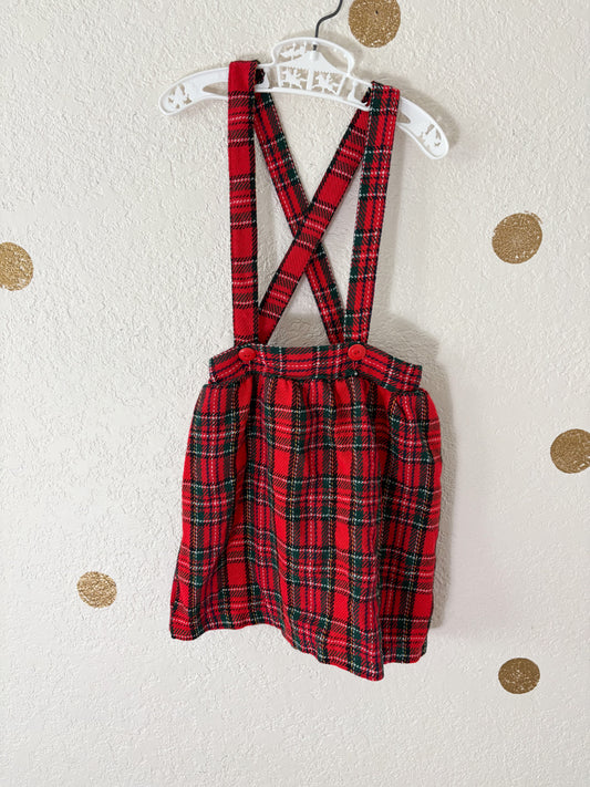 Vintage Sears tartan/plaid suspender skirt.