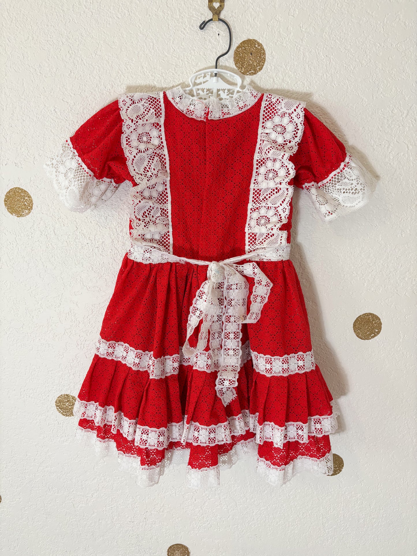 Vintage homemade full circle lace party dress.