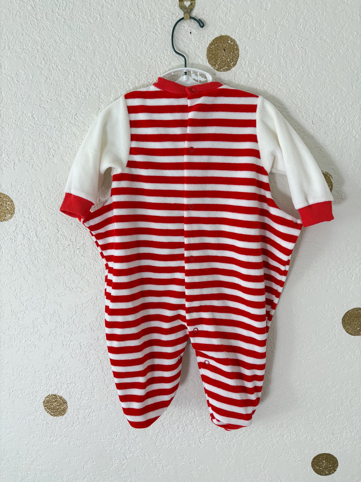 Vintage Little Me velour baby footed romper.