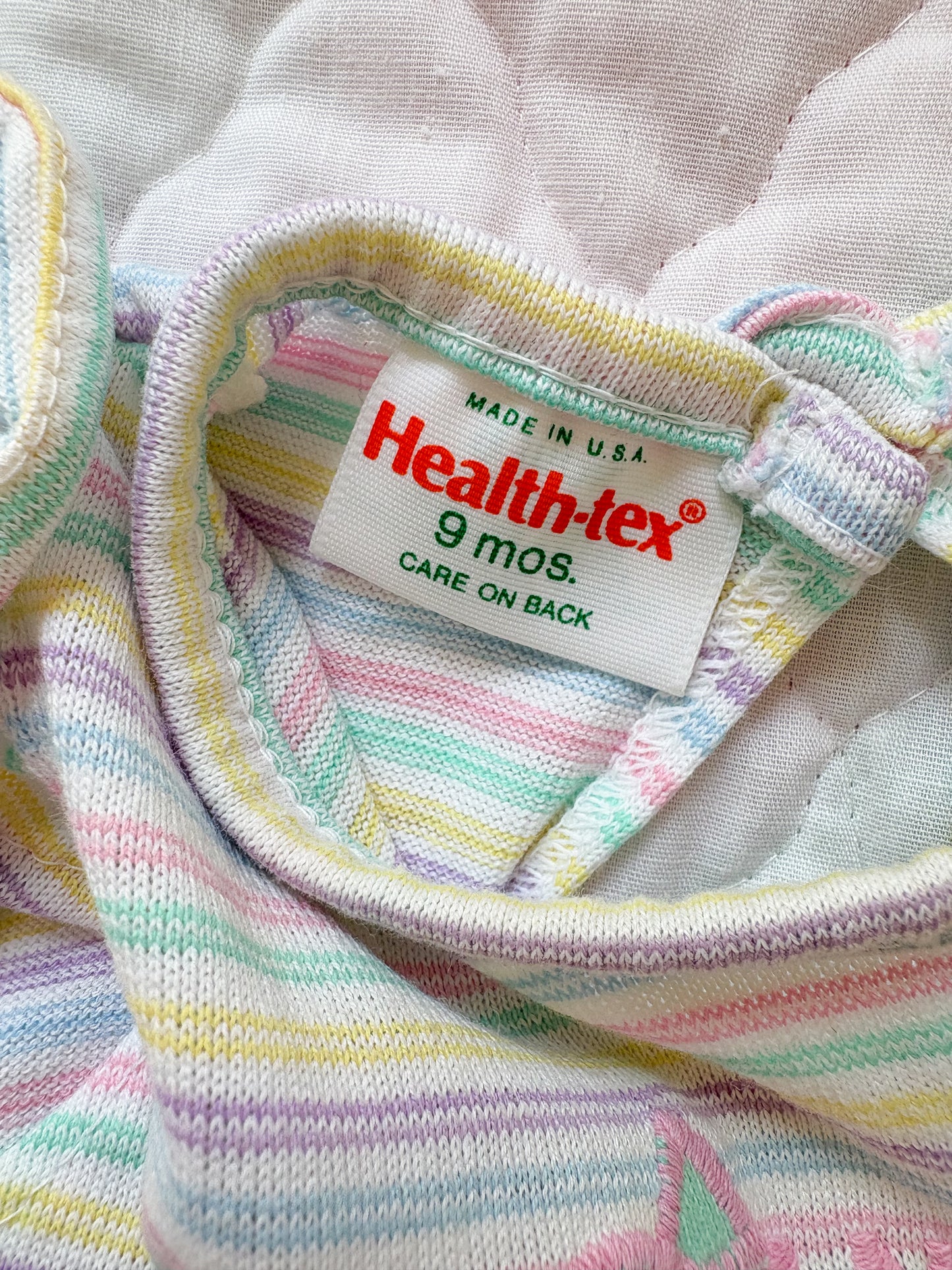 Vintage Healthex striped baby romper.