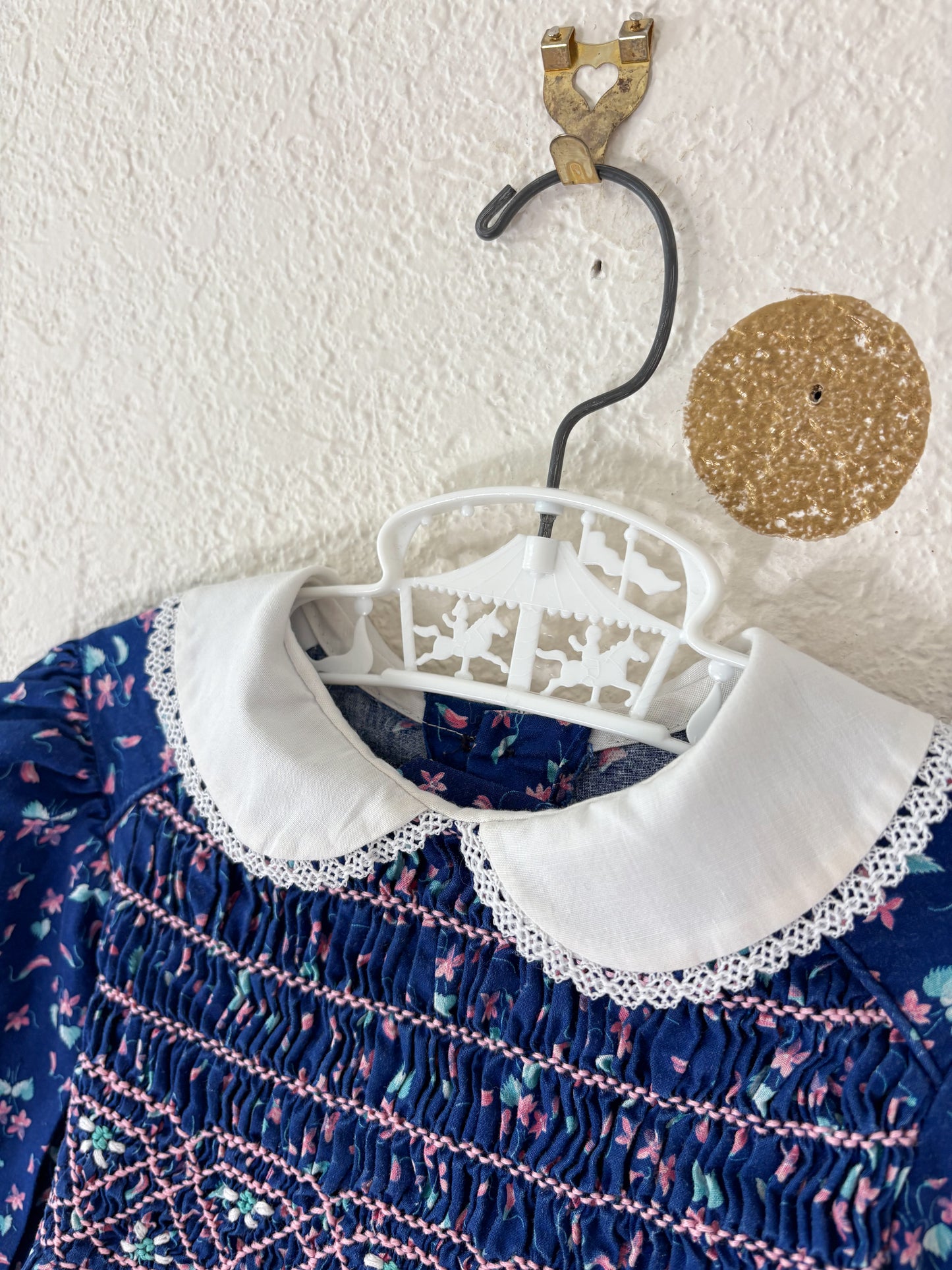 Vintage Polly Flinders smocked floral dress.