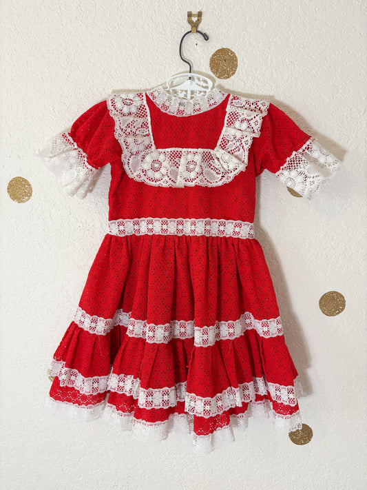 Vintage homemade full circle lace party dress.