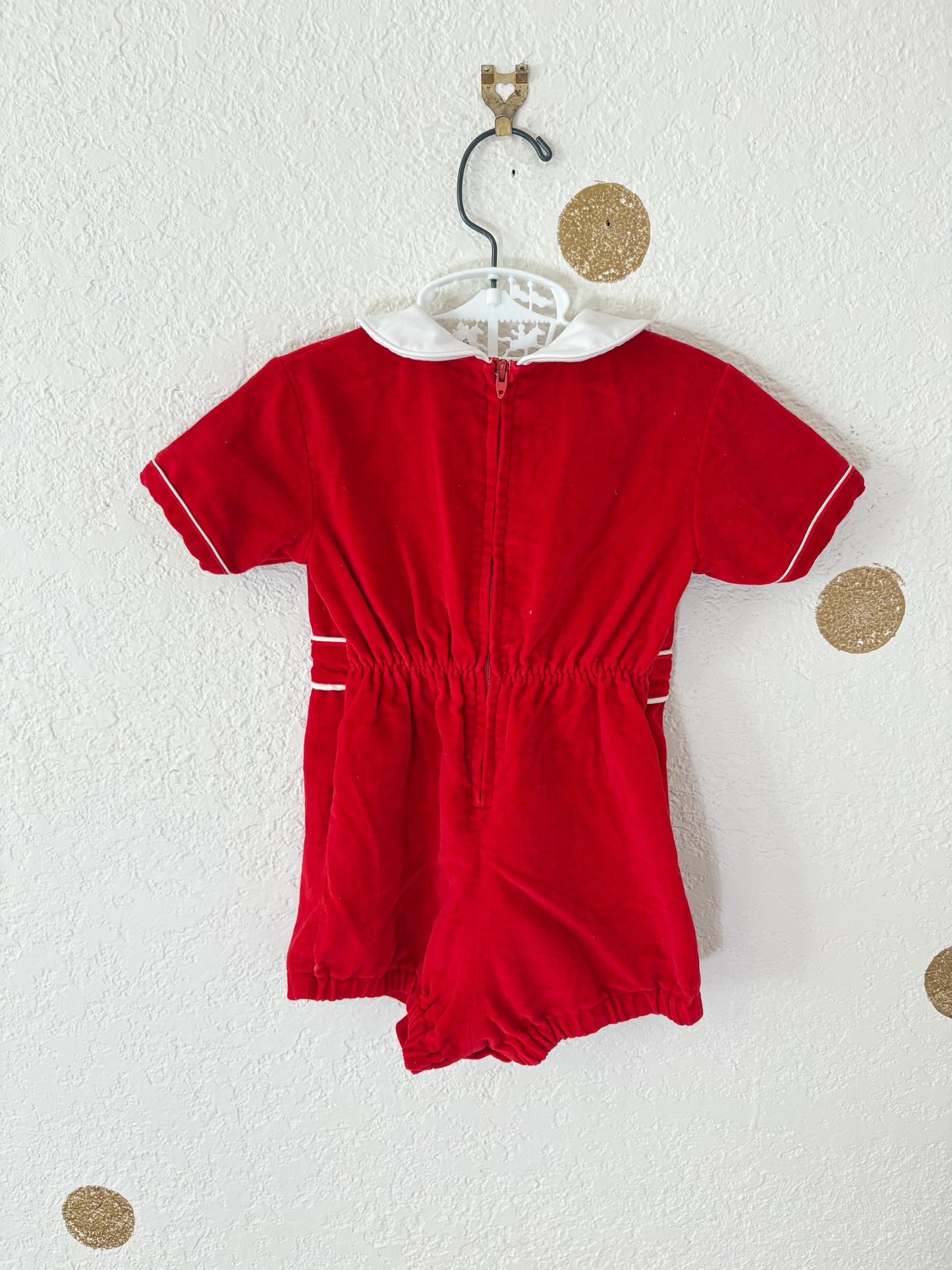 Vintage Bryan velvet baby romper.