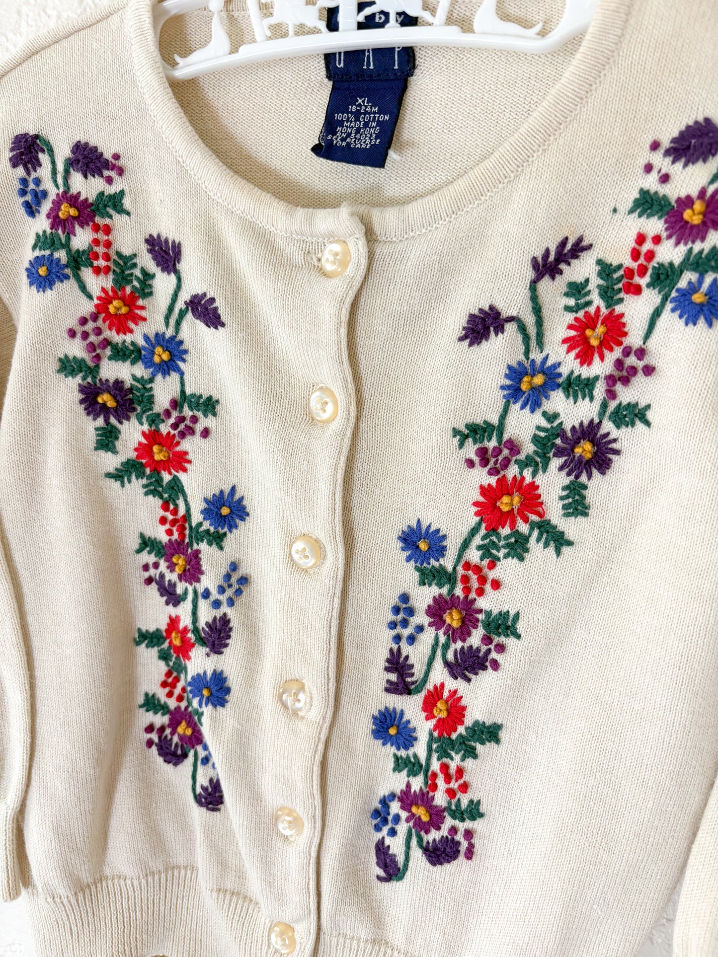 Vintage GAP embroidered toddler cardi.