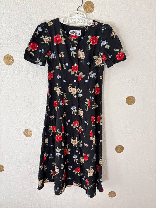 Vintage California Concepts floral midi dress.