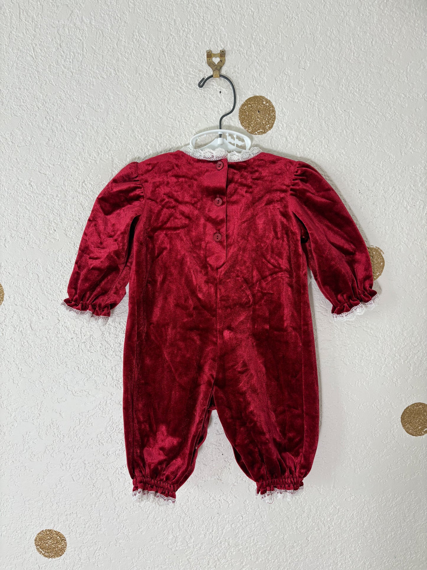 Vintage Brooke Lindsay velour baby romper.
