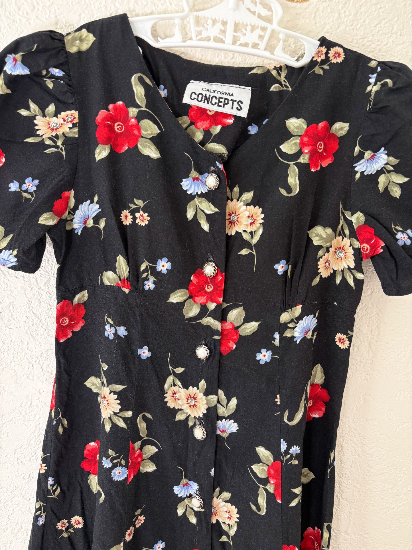 Vintage California Concepts floral midi dress.