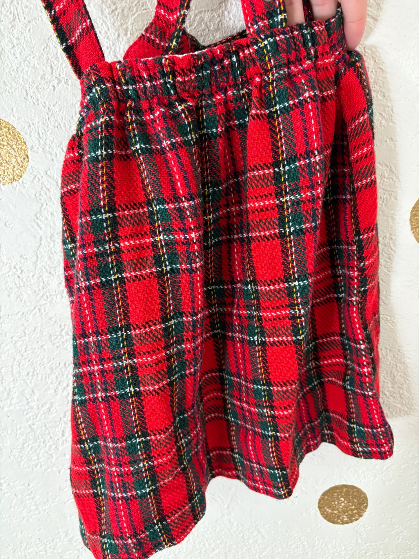 Vintage Sears tartan/plaid suspender skirt.