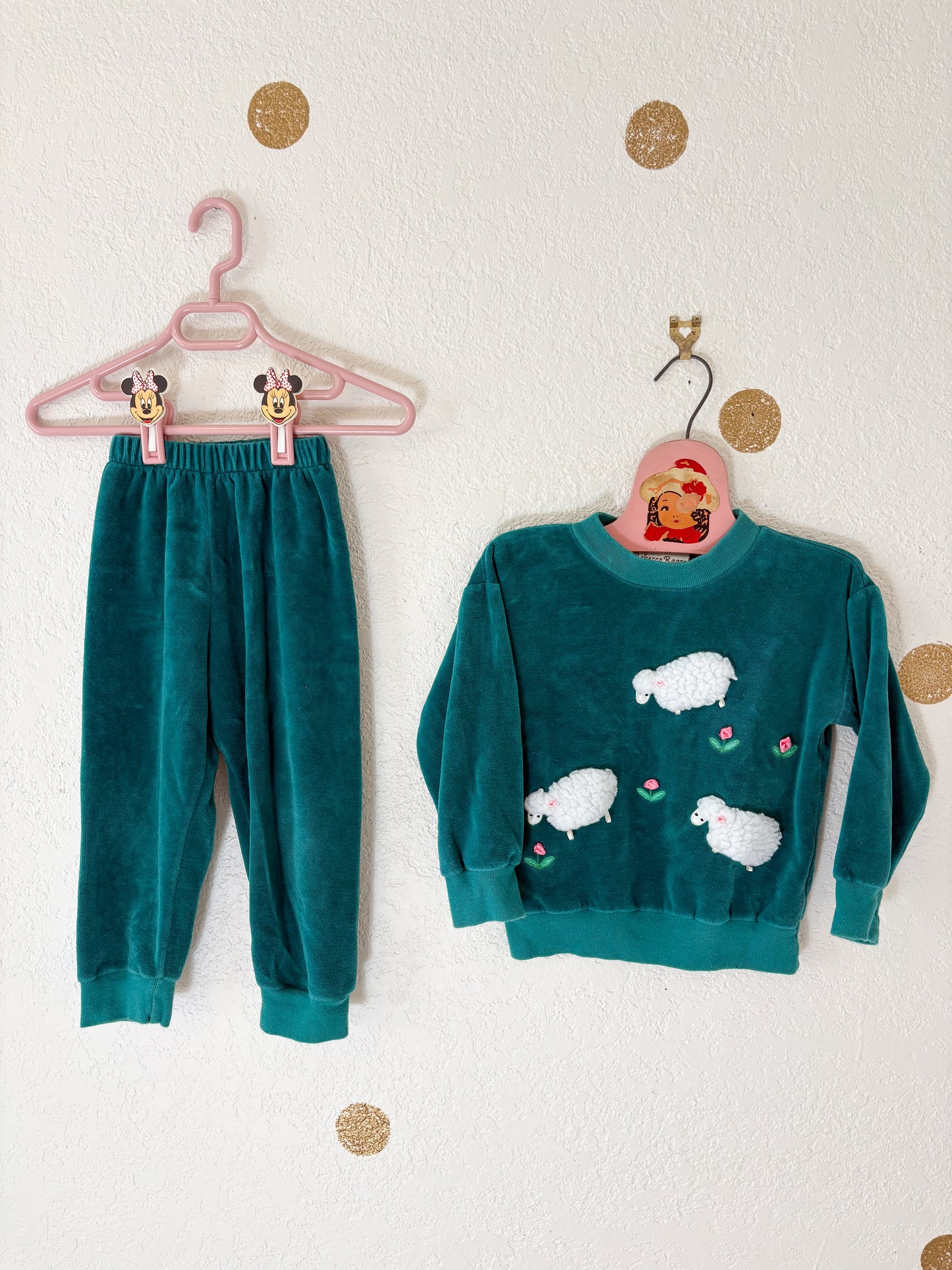 Vintage Rebecca Raggs Original velour toddler set.