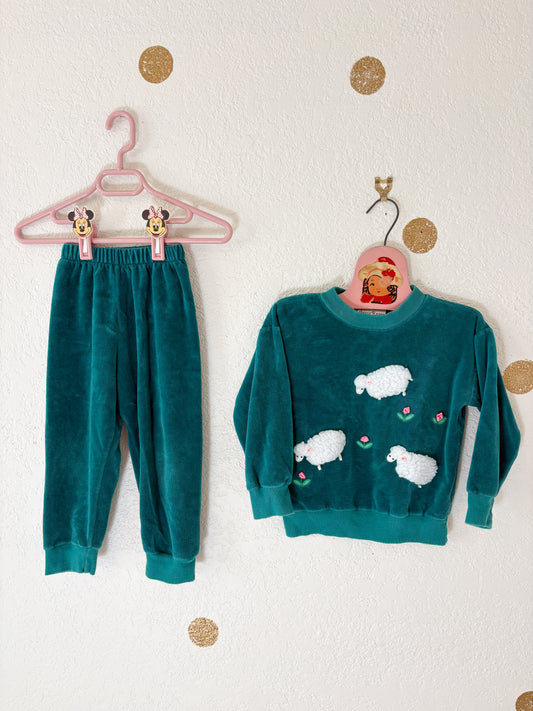 Vintage Rebecca Raggs Original velour toddler set.