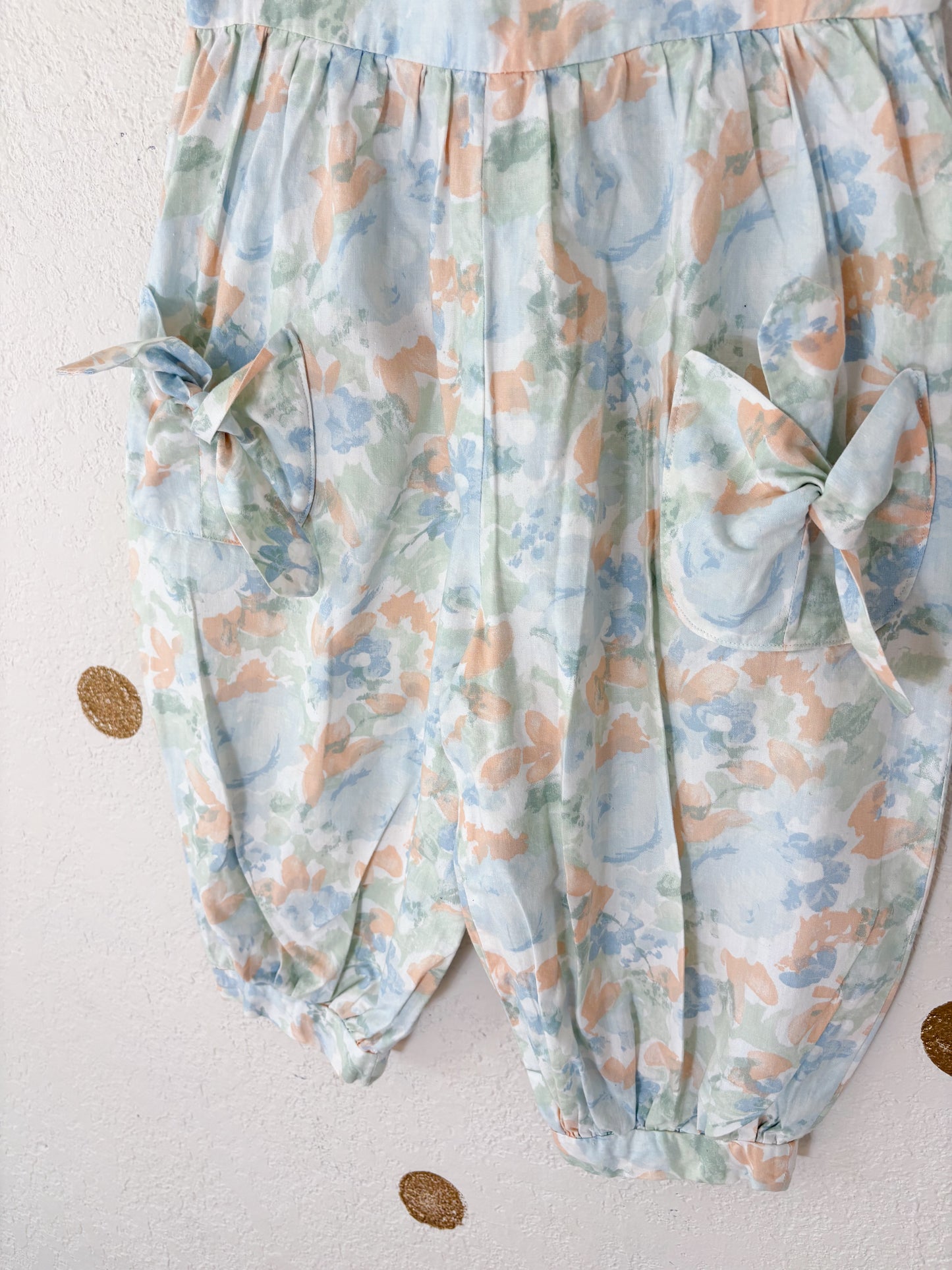 Homemade vintage toddler floral romper.