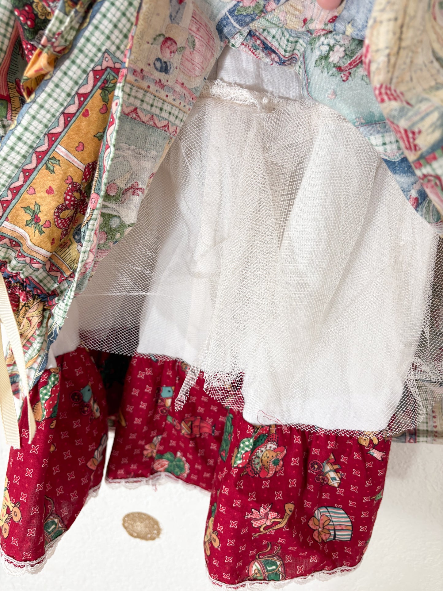 Vintage Jenny Annie Dots faux pinafore novelty print dress.