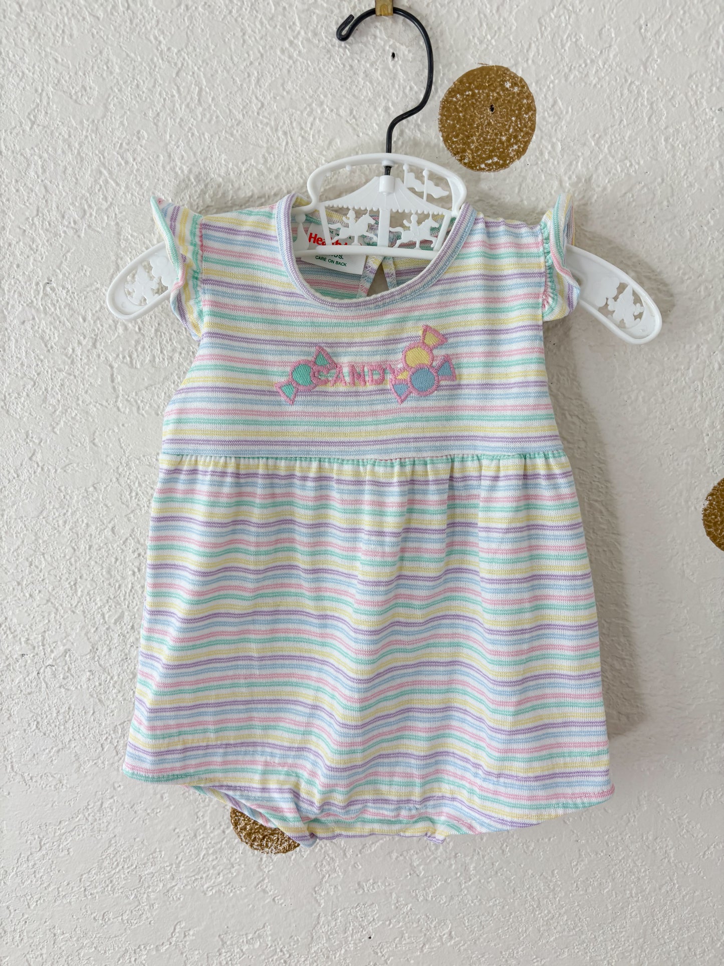 Vintage Healthex striped baby romper.