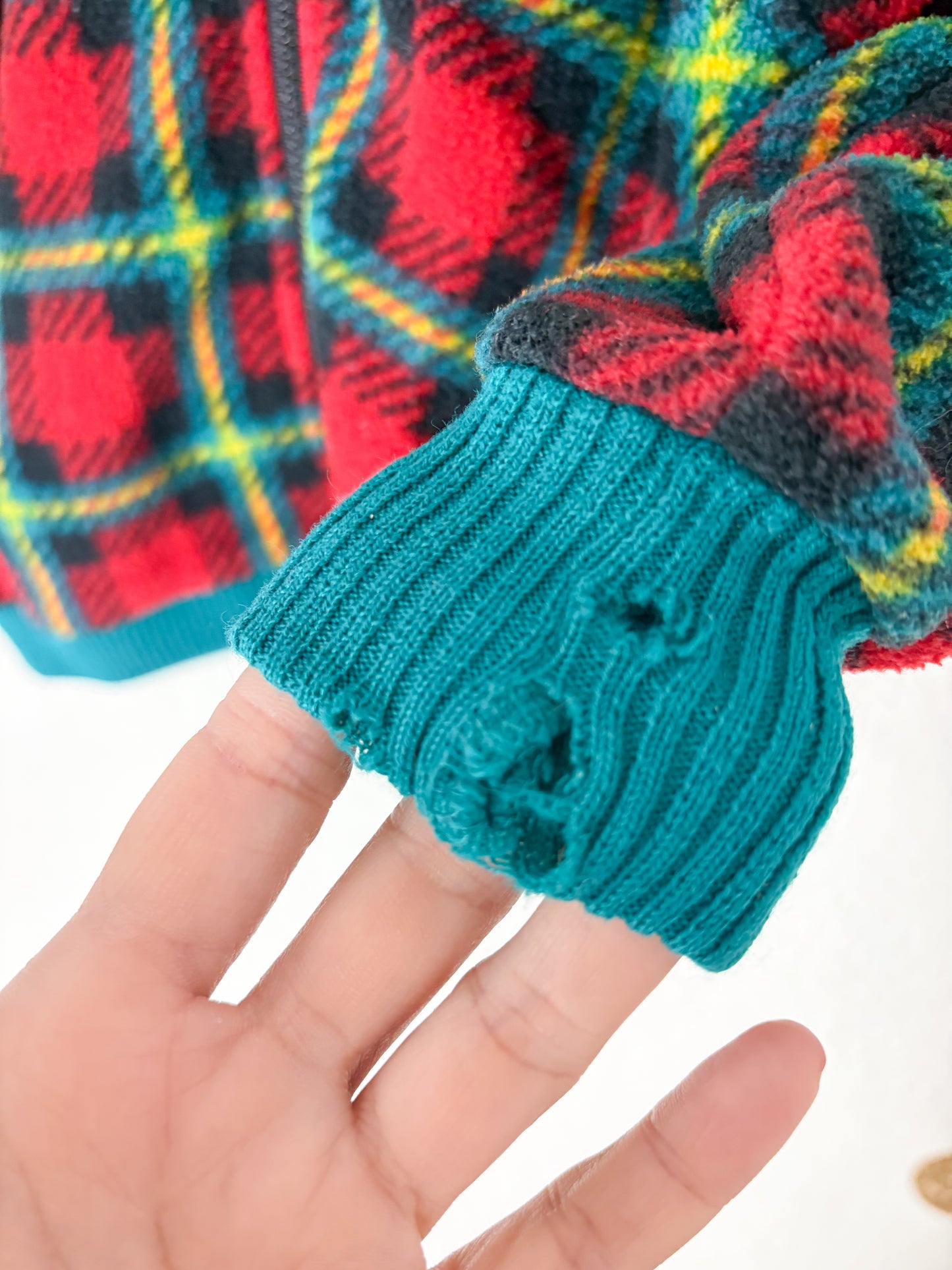 Vintage Gymboree plaid fleece hooded jacket.