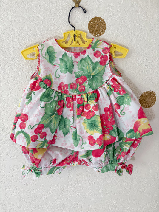 Vintage Allison Ann AOP cherries baby bubble.