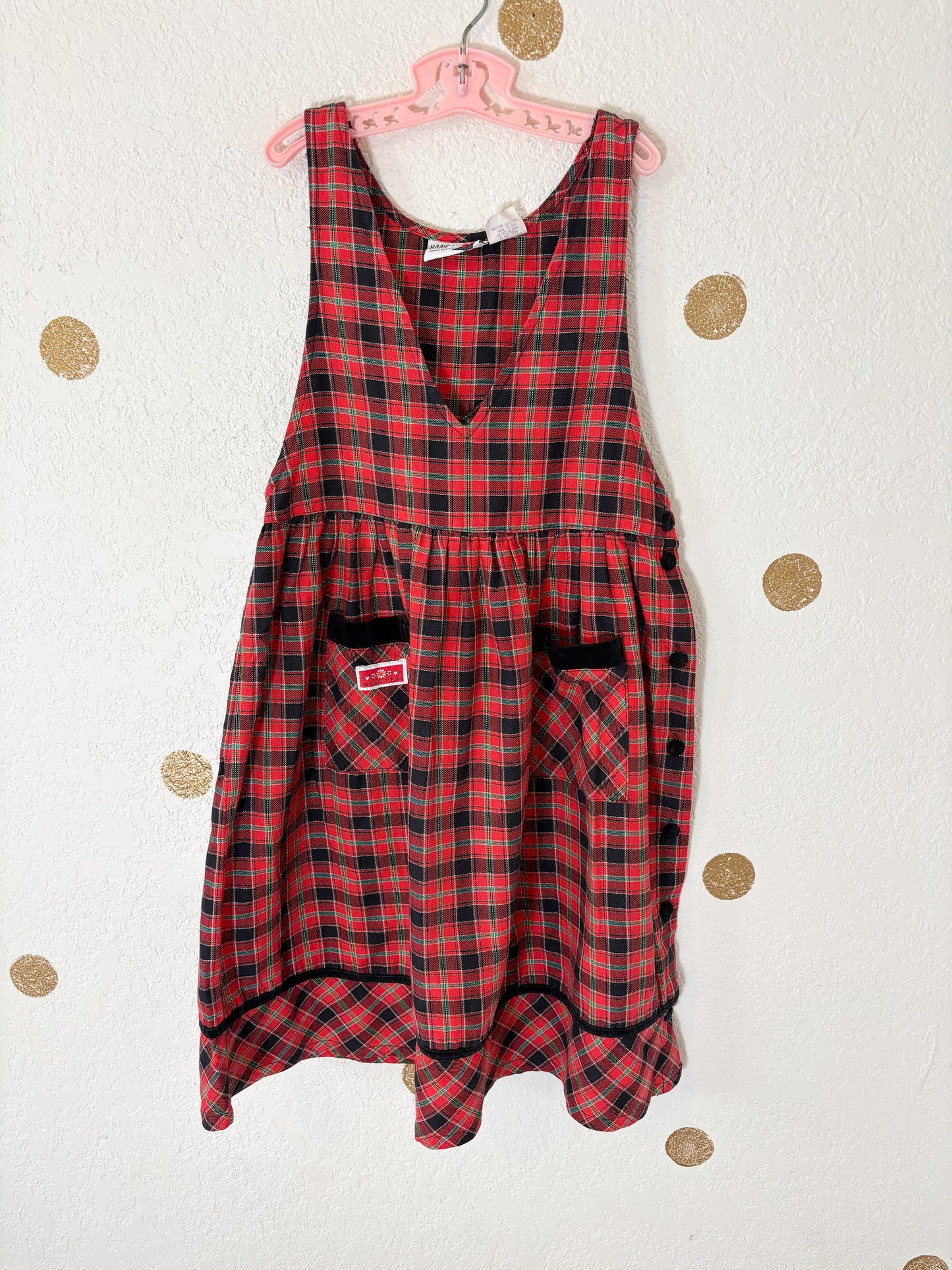 Vintage Hang Ten older girl plaid jumper.
