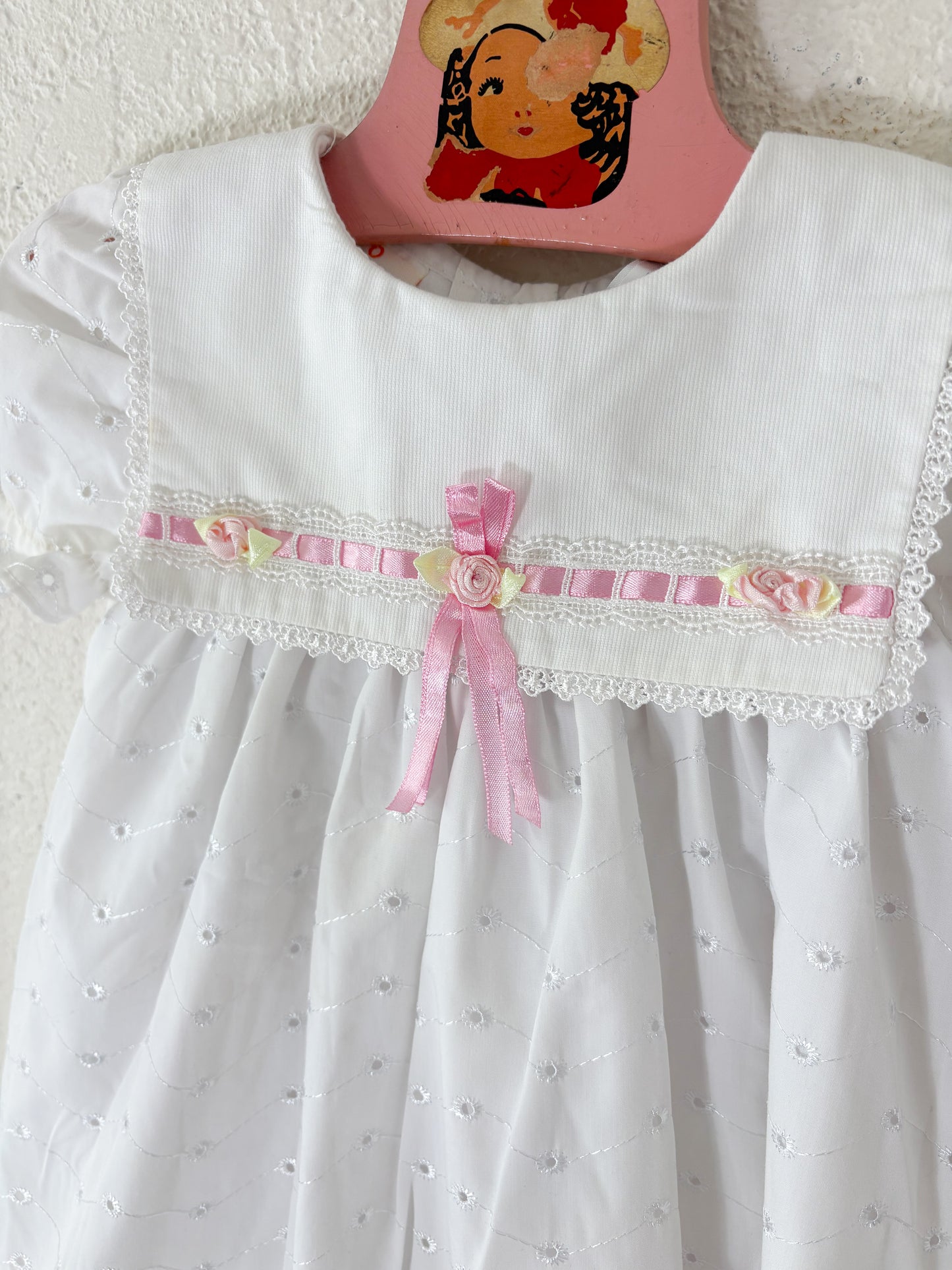 Vintage B.T Kids eyelet baby dress + bonnet set.
