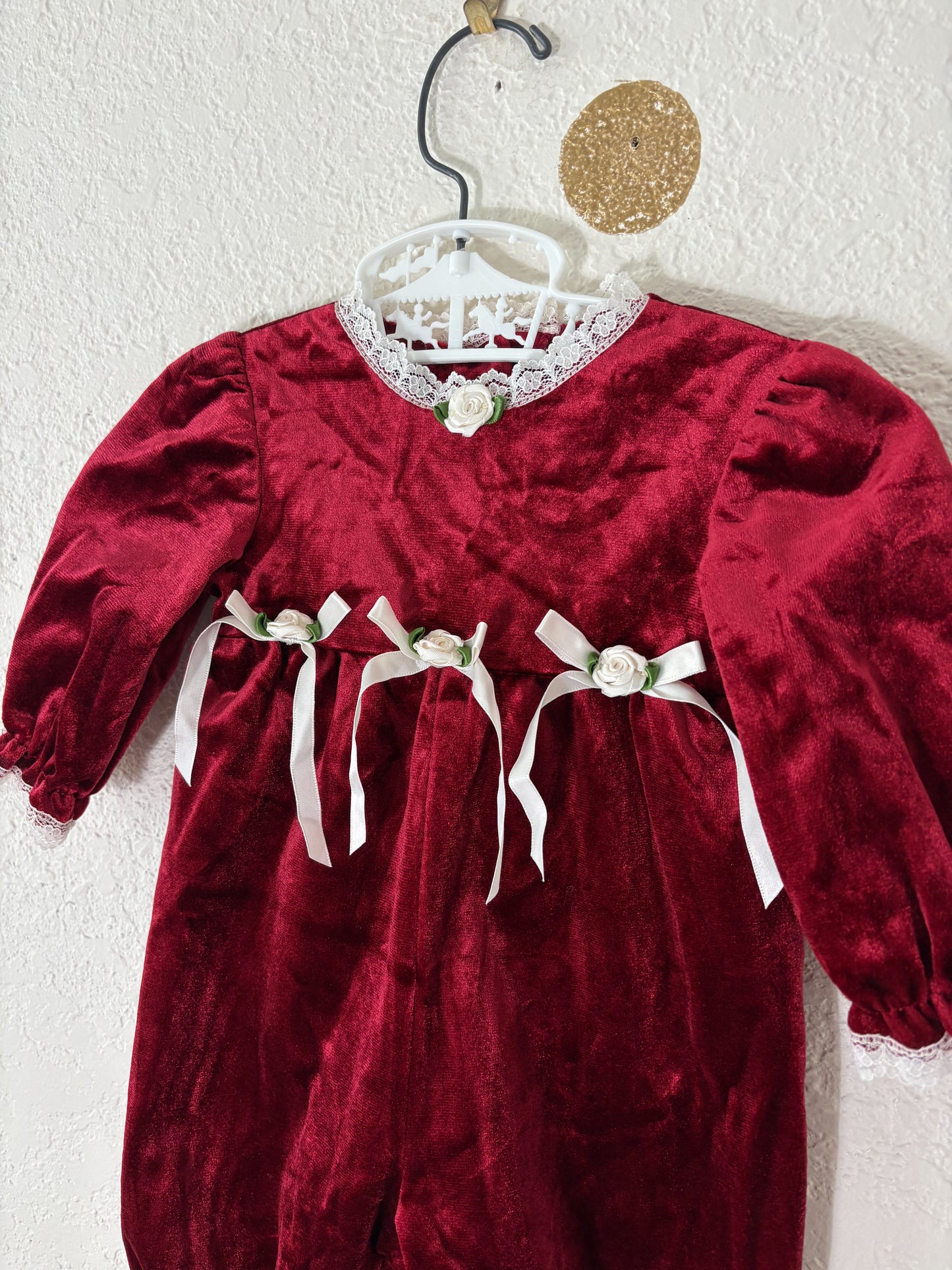 Vintage Brooke Lindsay velour baby romper.