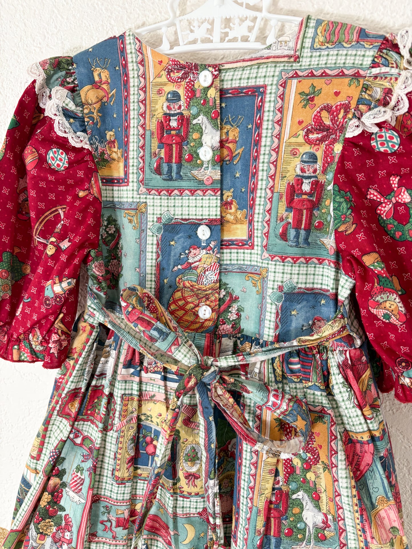 Vintage Jenny Annie Dots faux pinafore novelty print dress.