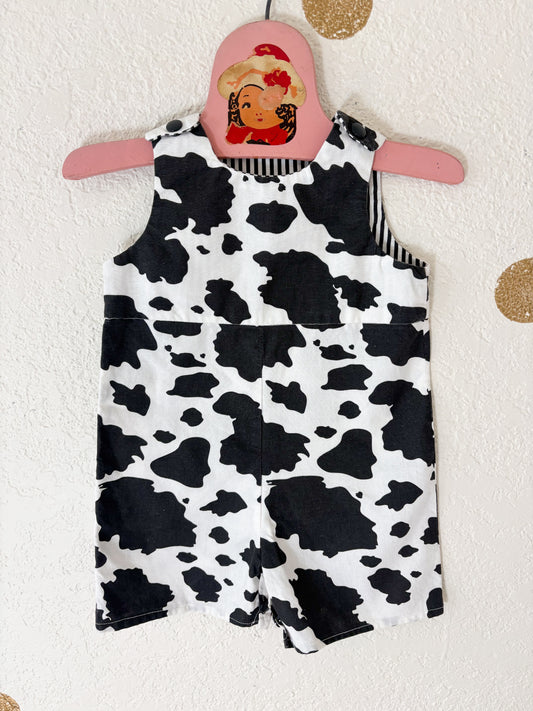 Homemade cow baby romper.