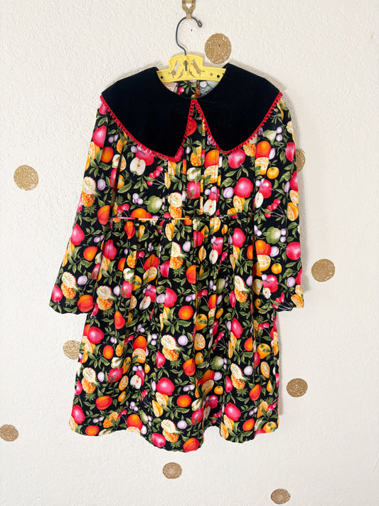 Vintage Ceil Ainsworth AOP fruits corduroy dress.