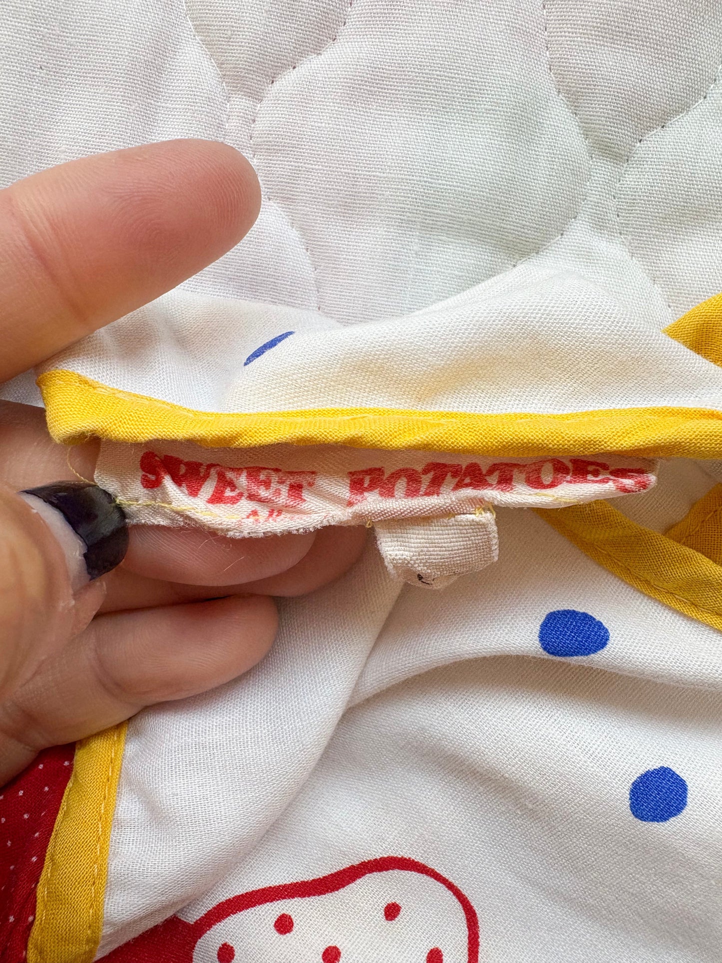 Vintage Sweet Potatoes novelty print dress.