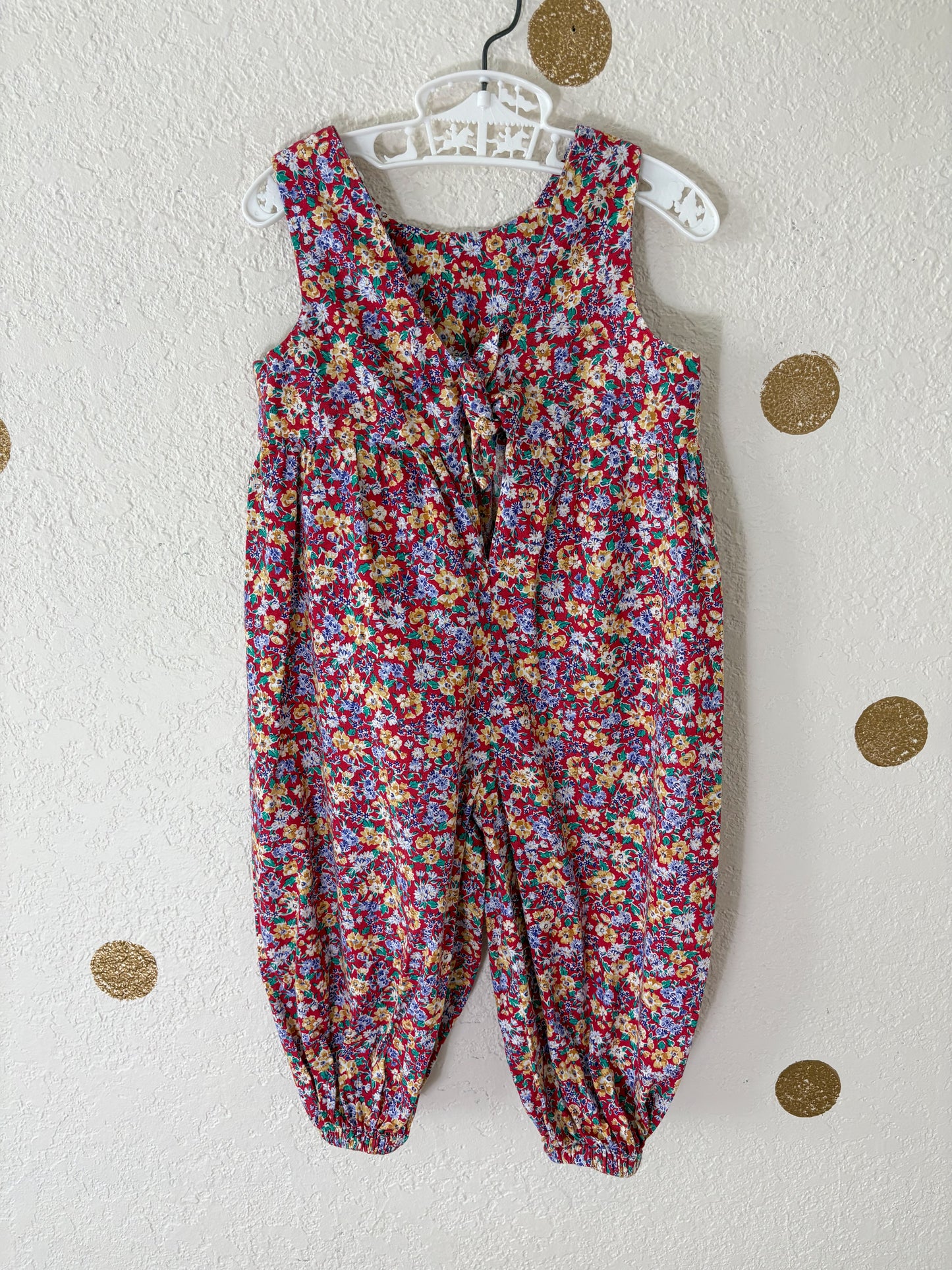 Homemade vintage toddler floral romper.