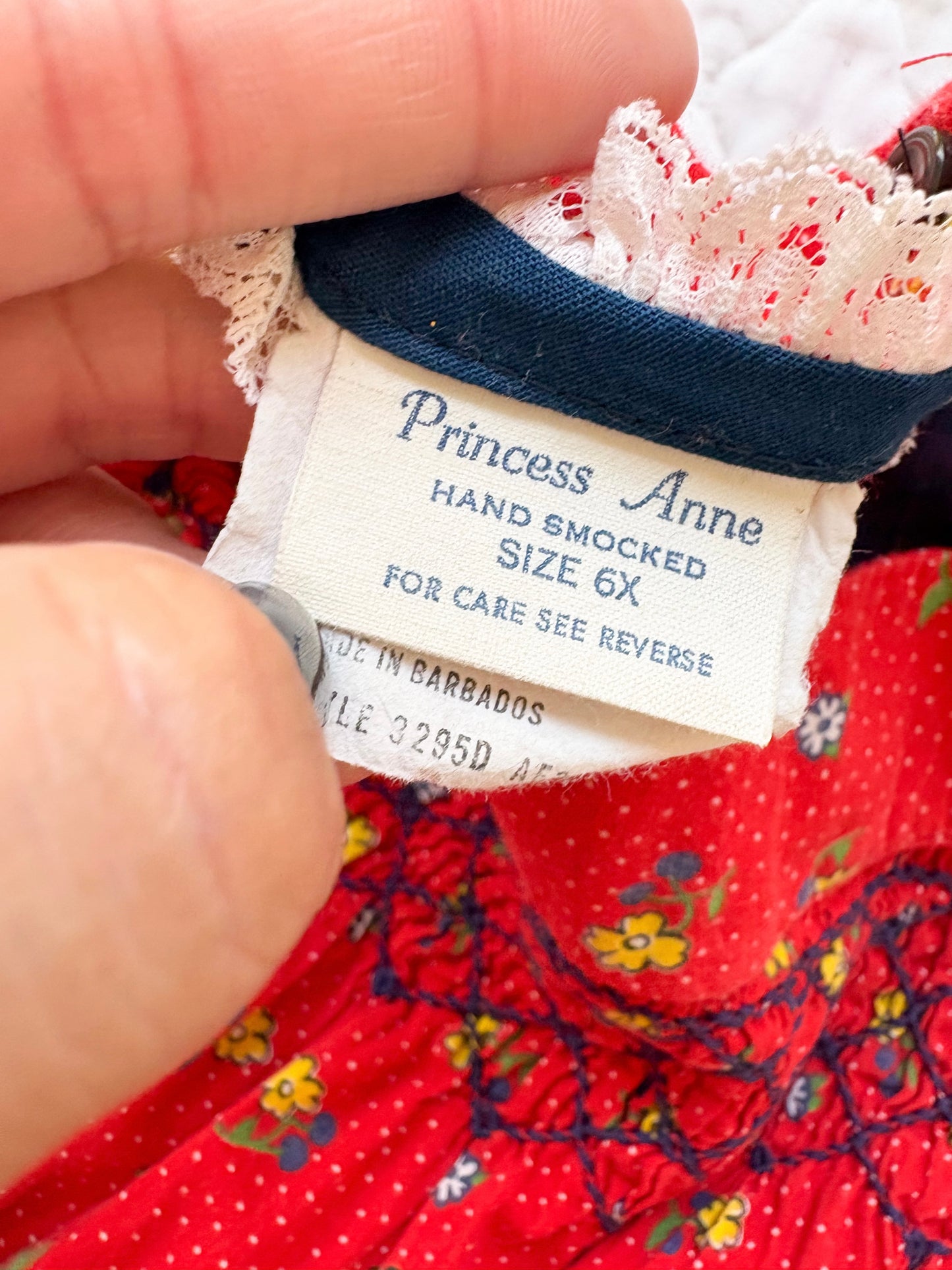 Vintage Princess Anne smocked faux pinafore floral dress.